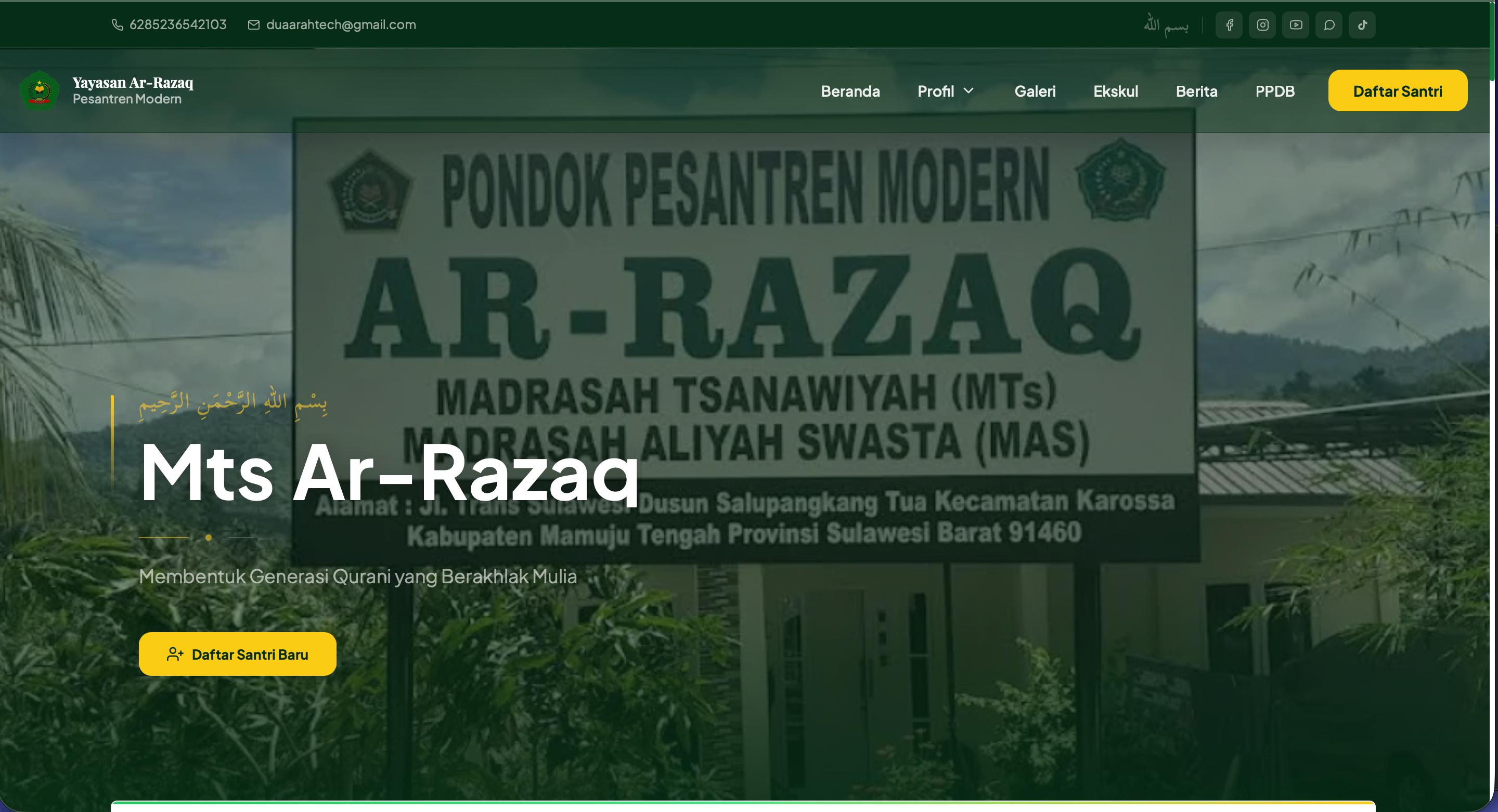 Website Profil Pondok Pesantren Ar-Razaq